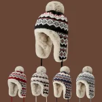 Wholesale Women Fashion Casual Winter Warm Knitted Jacquard Thickened Cold-Proof Ear-Protection Cap - Image 4
