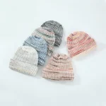 Wholesale Women Fashion Casual Autumn And Winter Contrast Color Warm Wool Knitted Hat - Image 3