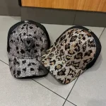 Wholesale Women Fashion Leopard Sequin Breathable Mesh Cap - Image 2