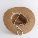 Wholesale Summer Vacation Women Big Rim Panama Straw Woven Shell Sunhat - Image 5