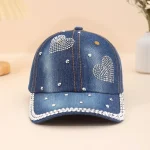 Wholesale Fashion Creative Heart Shaped Rivet Denim Cap - Image 2
