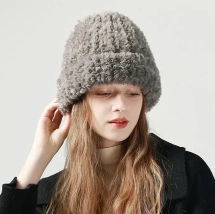 Wholesale Women Fashion Casual Winter Solid Color Cold-Proof Big-Head-Circumference Plush Wool Hat