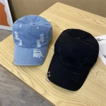 Wholesale Personalized Hole Iron Ring Hip-Hop Dancing Denim Baseball Cap - Image 2