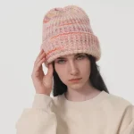 Wholesale Women Fashion Casual Autumn And Winter Contrast Color Warm Wool Knitted Hat