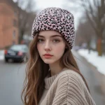 Wholesale Women Fashion Leopard Jacquard Knitted Warm Hat
