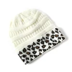Wholesale Women Fashion Autumn And Winter Leopard Stitching Warm Knitted Hat - Image 5