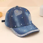 Wholesale Fashion Creative Heart Shaped Rivet Denim Cap - Image 6