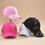 Wholesale Women Fashion Rhinestone Love Sunshade Baseball Cap - Image 4