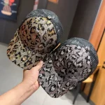 Wholesale Women Fashion Leopard Sequin Breathable Mesh Cap - Image 3