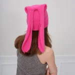 Wholesale Women Fashion Autumn And Winter Solid Color Warm Knitted Thickened Long Rabbit Ear Hat