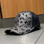 Wholesale Women Fashion Leopard Sequin Breathable Mesh Cap - Image 7