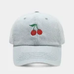 Wholesale Outdoor Casual Cherry Embroidered Denim Baseball Cap - Image 4