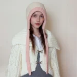 Wholesale Women Fashion Casual Contrast Color Warm Ear Protection Knitted Hat - Image 6