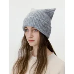 Wholesale Women Fashion Cute Autumn And Winter Solid Color Warm Knitted Cat Ear Hat - Image 7