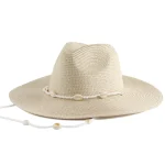 Wholesale Summer Vacation Women Big Rim Panama Straw Woven Shell Sunhat - Image 7