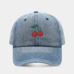 Wholesale Outdoor Casual Cherry Embroidered Denim Baseball Cap - Image 5