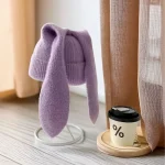 Wholesale Women Fashion Autumn And Winter Solid Color Warm Knitted Thickened Long Rabbit Ear Hat - Image 8