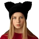 Wholesale Women Fashion Creativity Devil Ear Thickened Acrylic Knitted Hat - Image 5