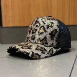 Wholesale Women Fashion Leopard Sequin Breathable Mesh Cap - Image 6