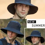 Wholesale Summer Fishing Sunshade Breathable Wide Brim Sunhat - Image 5