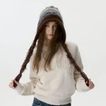 Wholesale Women Fashion Autumn And Winter Color Block Knitted Fleece Warm Tassel Hat
