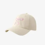 Wholesale Women Fashion Cute Solid Color Bowknot Embroidered Baseball Cap - Image 3