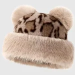 Wholesale Autumn And Winter Vintage Leopard Bear Ears Plush Hat - Image 2