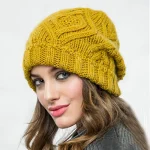Wholesale Women Fashion Casual Solid Color Warm Thick Knitted Hat - Image 2
