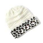 Wholesale Women Fashion Autumn And Winter Leopard Stitching Warm Knitted Hat - Image 6