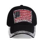 Wholesale Fashion American Flag Diamond Denim Sun Protection Cap - Image 6
