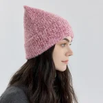 Wholesale Women Fashion Cute Autumn And Winter Solid Color Warm Knitted Cat Ear Hat - Image 8