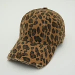 Wholesale Women Fashion Leopard Broken Hole Baseball Cap - Image 5