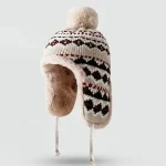 Wholesale Women Fashion Casual Winter Warm Knitted Jacquard Thickened Cold-Proof Ear-Protection Cap - Image 7