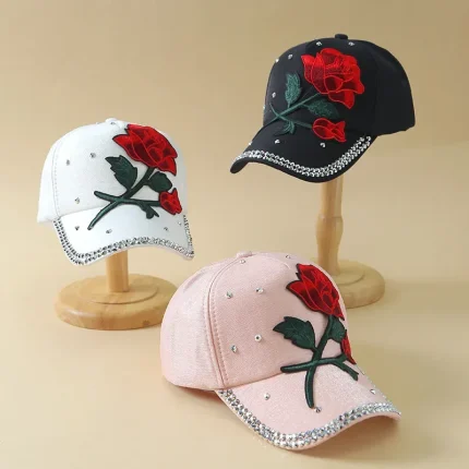 Wholesale Outdoor Fashion Rose Embroidery Sunscreen Cap
