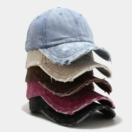 Wholesale Personalized Retro Ripped Denim Baseball Cap