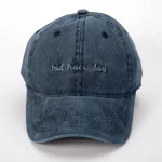 Wholesale High Quality Washed Cotton Bad Hair Day Adjustable Solid Color Baseball Cap - Image 2