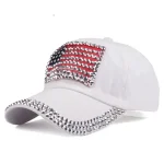 Wholesale Fashion American Flag Diamond Denim Sun Protection Cap - Image 7