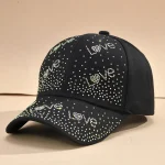 Wholesale Women Fashion Rhinestone Love Sunshade Baseball Cap - Image 6
