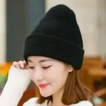 Wholesale Women Fashion Casual Winter Solid Color Angora Rabbit Hair Knitted Thickened Hat - Image 7