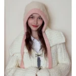 Wholesale Women Fashion Casual Contrast Color Warm Ear Protection Knitted Hat - Image 2