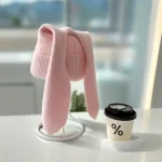 Wholesale Women Fashion Autumn And Winter Solid Color Warm Knitted Thickened Long Rabbit Ear Hat - Image 7