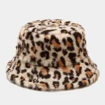 Wholesale Women Fashion Casual Winter Leopard Print Plush Bucket Hat - Image 2