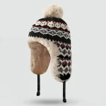 Wholesale Women Fashion Casual Winter Warm Knitted Jacquard Thickened Cold-Proof Ear-Protection Cap - Image 6