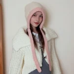 Wholesale Women Fashion Casual Contrast Color Warm Ear Protection Knitted Hat